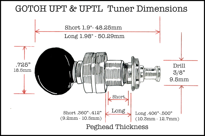 Gotoh Tuners - UPT (Short) - White Chrome — Pohaku Ukulele